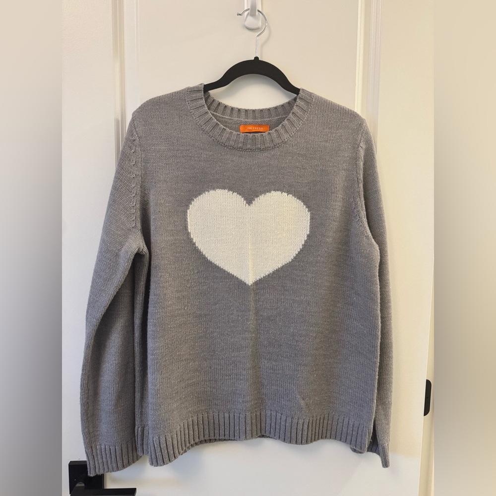 Grey with white heart sweater